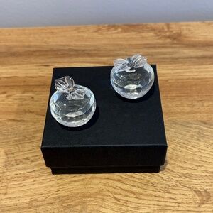 Set of Two Crystal Apple Figurines
